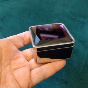 Papyrus Small Purple Faceted Top Silver-Tone Jewelry Box